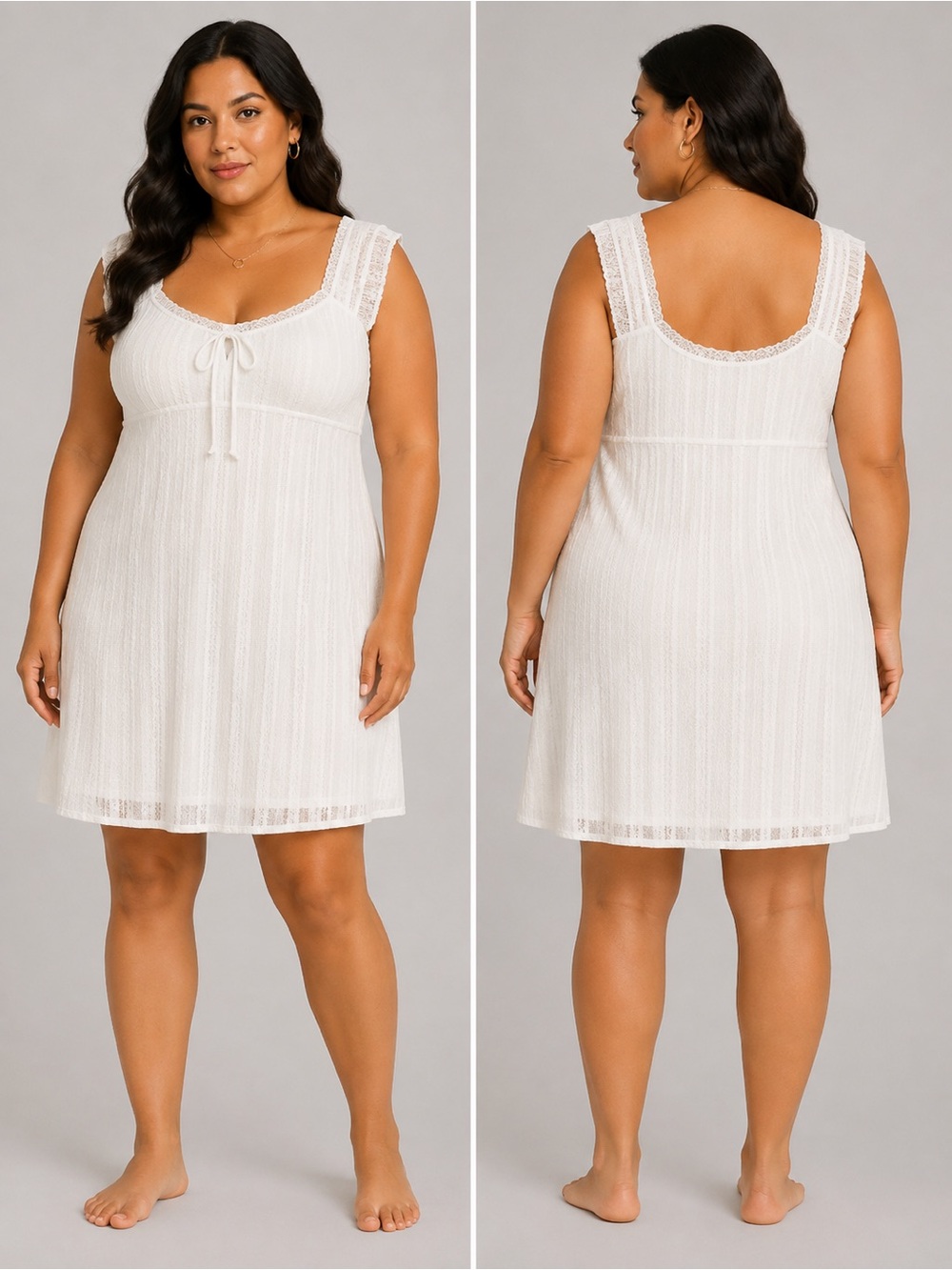 No Boundaries off white Lace-Trim Dress